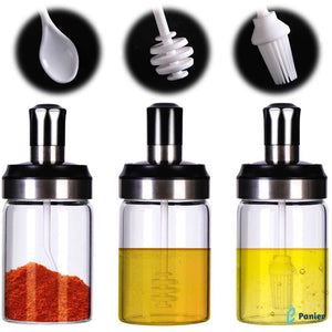 Bouteilles À Condiments Avec Brosse En Silicone Pour Huile  Cuillère Pour Les Épices  Tête De Miel