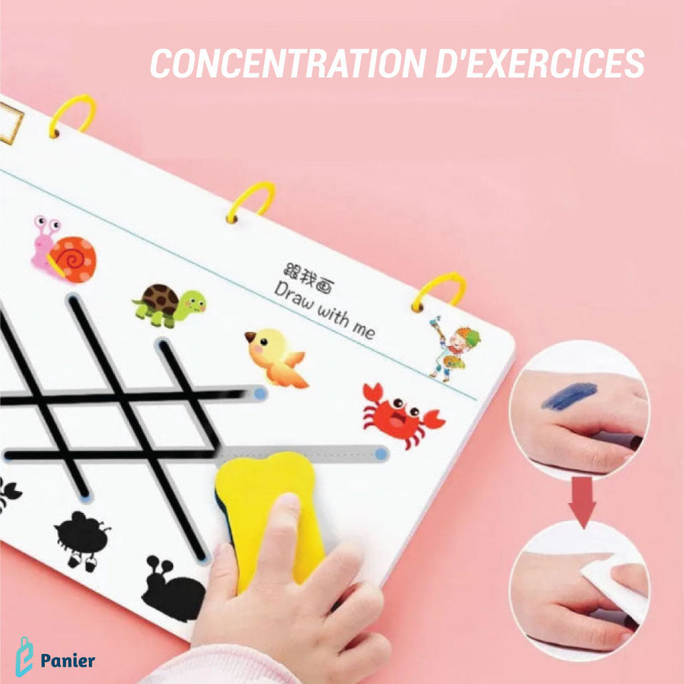 Cahier De Traçage Magique Réutilisable Avec Stylo Effaçable Pour Enfants