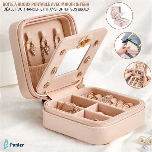 Boîte À Bijoux Avec Miroir Organisateur De Bijoux Facile À Transporter Cadeaux Pour Elle
