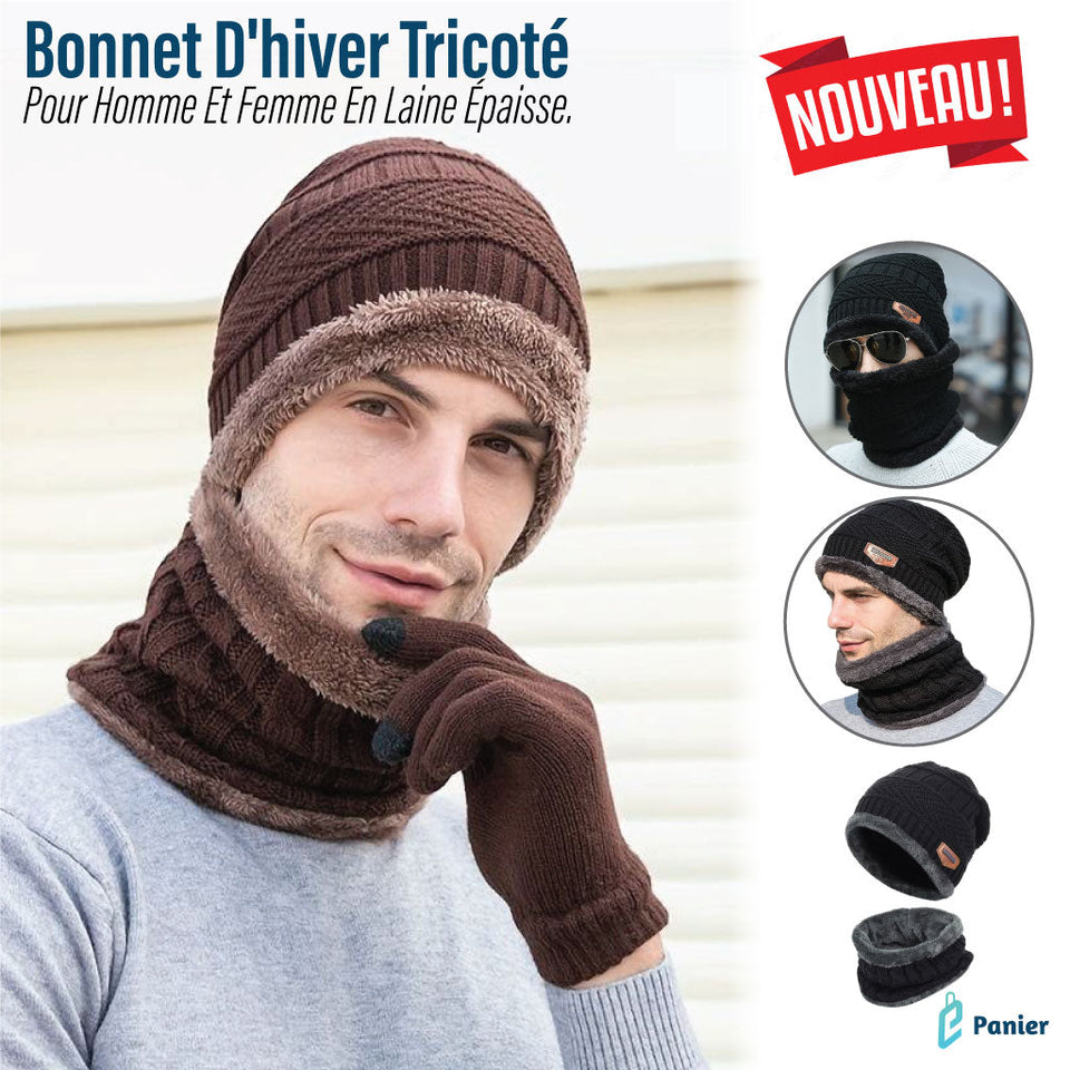 Bonnet D'hiver Tricoté En Laine Épaisse Pour Hommes Et Femmes