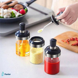 Bouteilles À Condiments Avec Brosse En Silicone Pour Huile  Cuillère Pour Les Épices  Tête De Miel