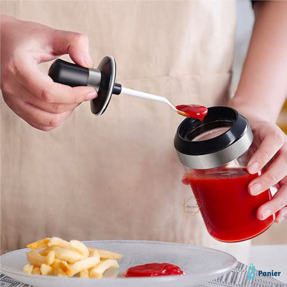 Bouteilles À Condiments Avec Brosse En Silicone Pour Huile  Cuillère Pour Les Épices  Tête De Miel