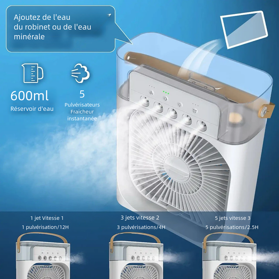 Appareil 3-en-1 : Ventilateur, Brumisateur, et Humidificateur d'Air